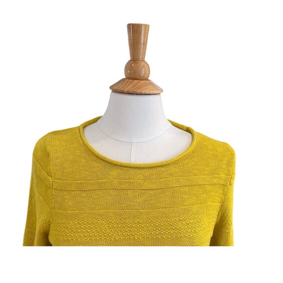 Marc O'Polo Yellow Cotton Linen Slub Knit Long Sleeve Sweater, Size L - Picture 2 of 13